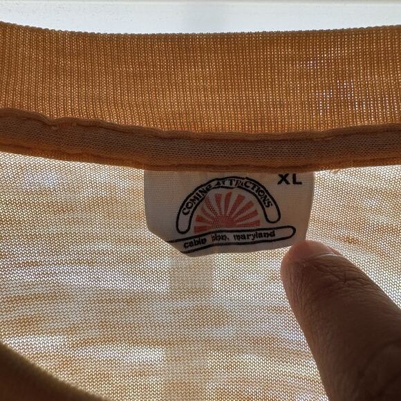 Vintage Paper Thin Distressed Worn Burnout T-Shirt Size L 1980s Yellow Mountain - Picture 5 of 6